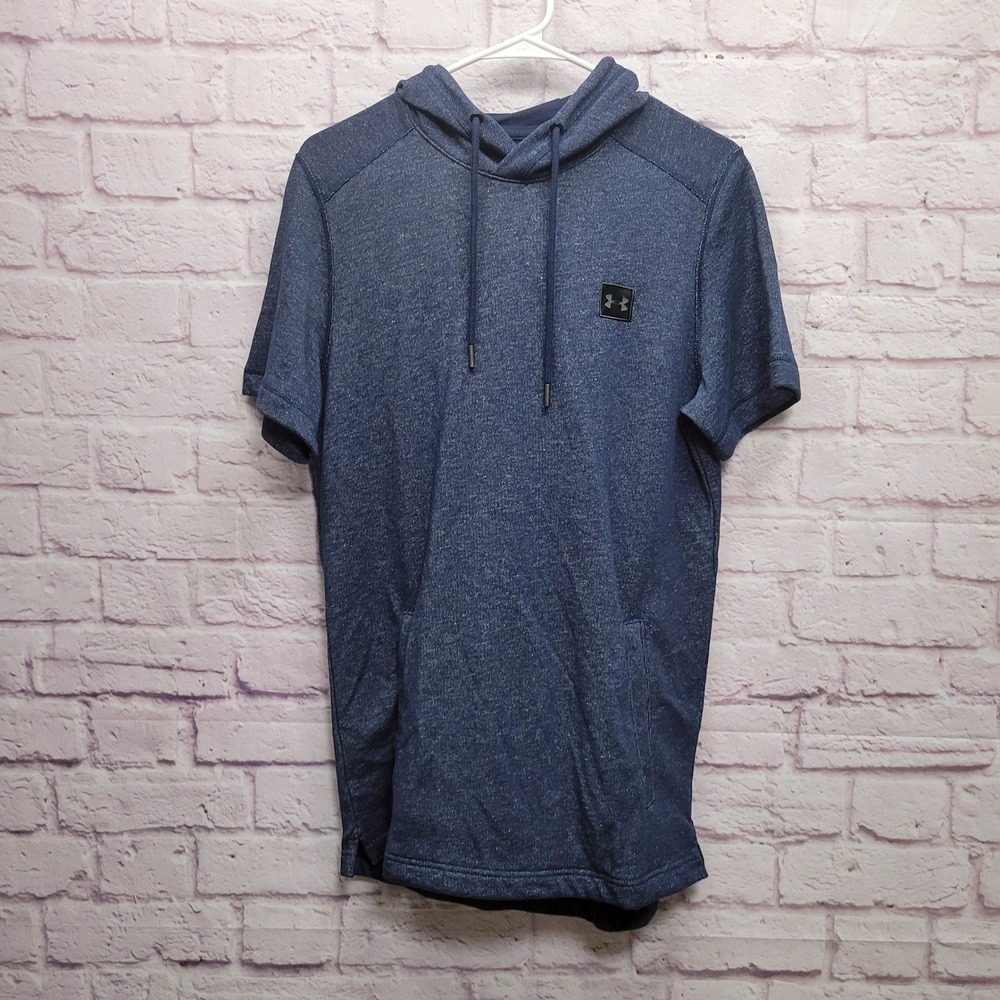 NEW Under Armour Terry Fitted Hoodie‎ Mens M Blue Heather Sweatshirt Gym Workout